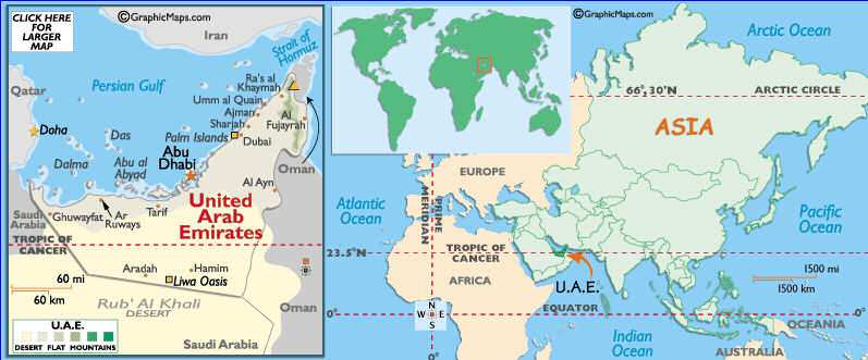 Map of Dubai and the United Arab Emirates