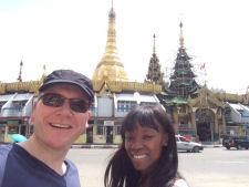 Gard and Nikki with a selfie at Sule Pagoda in Yangon