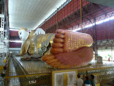 The reclining Buddha in Yangon and feet symbols