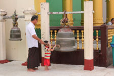 Sharing merits at Shwedagon Pagoda in Yangon
