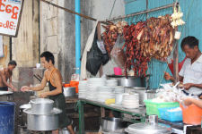 Street food in Yangon in Myanmar