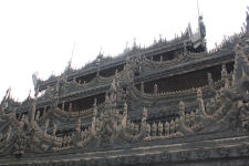 Wood carvings at Golden Palace in Mandalay in Myanmar