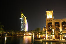 Burj Al Arab at night seen from Madinat Jumeirah