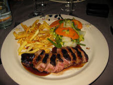 Trying the duck at Channe Valaisanne restaurant in Verbier
