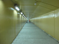 The pedestrian tunnel that goes under the creek
