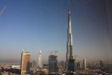 View to Burj Dubai from hotel room at Dusit Thani in Dubai