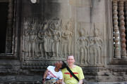 Gard and Nikki taking a rest in the shade at Angkor Wat
