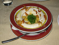 Hummus at restaurant Al Nafoorah in Dubai