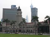 Merdeka square with a view to KL tower and Petronas twin towers