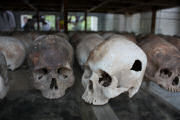Skulls on display at the Killing Fields outside Phnom Penh