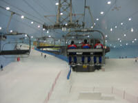 Taking the ski lift at Ski Dubai