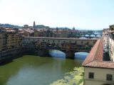 View to Ponte Vecchio from inside the Uffizi