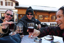 Enjoying vin chaude after a day in the slopes