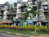 Apartments along the road in Phnom Penh