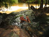 Taking a swim in the hot springs