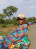 Nikki a bit cold on the morning safari
