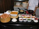The omelette and egg selection in the breakfast area