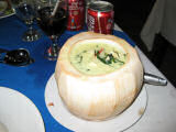 Soup in a coconut in Siem Reap