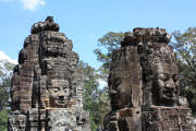 Stone faces at Bayon temple inside Angkor Thom