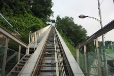 The funicular leading up to cable car at Namsan tower