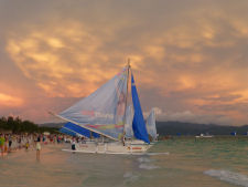 Sailboats at dusk at Boracay