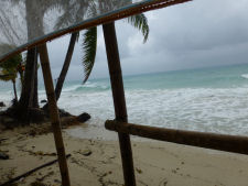 Stormy weather on White beach on Boracay when typhoon Rammasun hit